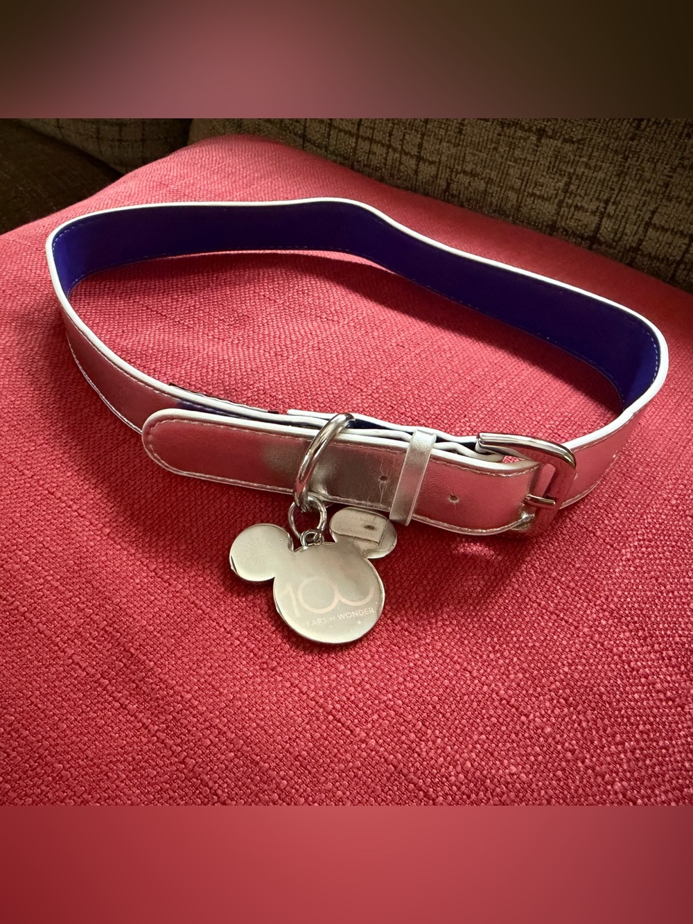 Disney Parks 100th Anniversary Dog Collar - Platinum Silver Size L